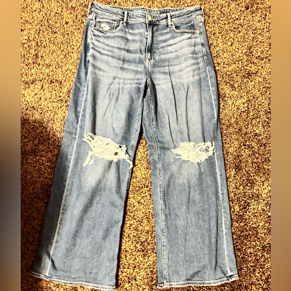 Women's Light Blue Distressed Jeans
